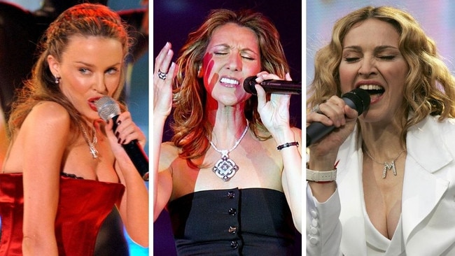 Kylie Minogue, Celine Dion and Madonna were all snubbed. Pictures: Getty