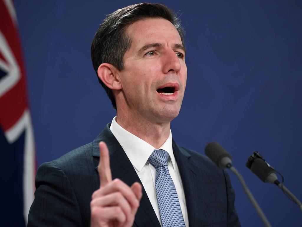 Tourism Minister Simon Birmingham said states and territories should not expect further funding for the tourism industry from the federal government if they choose to keep borders closed when there is no medical advice. Picture: Joel Carrett/AAP Image