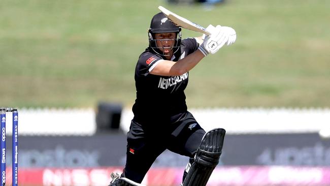 Sophie Devine strikes one through the covers. Picture: AFP