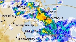 BOM has issued a severe thunderstorm warning for parts of Central Coast and Whitsundays Forecast District. Image: BOM