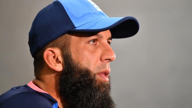 Moeen Ali speaks to the media ahead of the fourth ODI at Adelaide Oval. Picture: AAP.