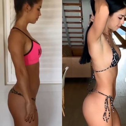 The left is her in 2015 in 1200 calories, and today at 2150 calories.