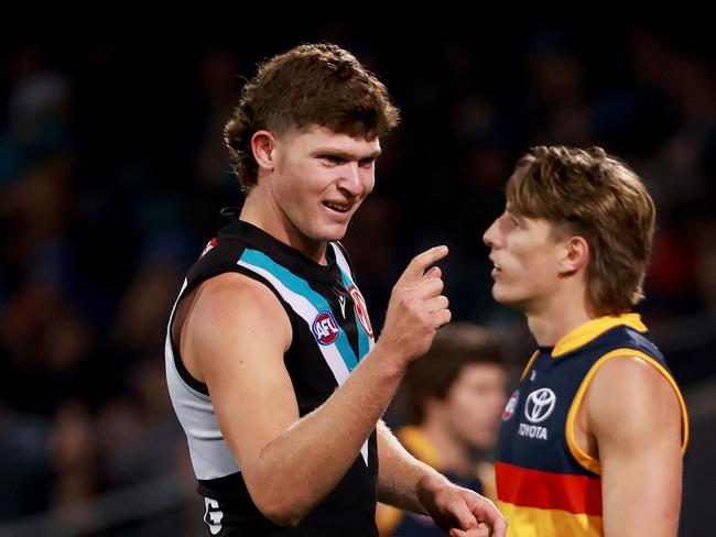 Out of contract Mitch Georgiades is attracting attention from rival clubs but Ken Hinkley is confident Port can retain him. Picture: James Elsby/AFL Photos via Getty Images