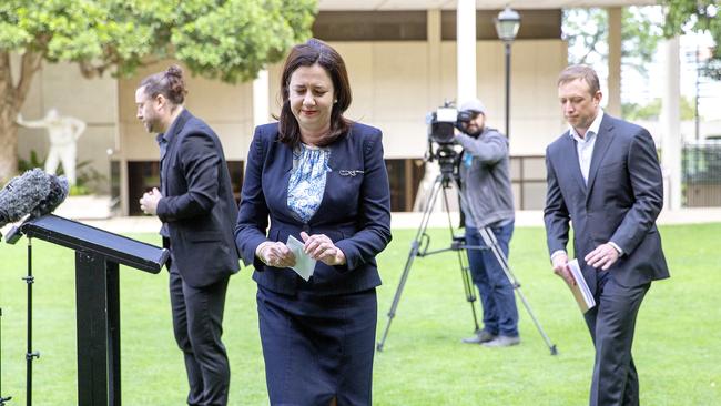 Queensland Premier Annastacia Palaszczuk and Stephen Miles on Friday. Picture: NCA NewsWire / Sarah Marshall