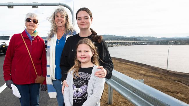 Four generations of the same family, Helen Arnold, Anita Verrell, Stacey Eaves and Adelyn Eaves, 7, at the official opening of the Bridgewater Bridge on Sunday 1st June 2025. Picture: Linda Higginson