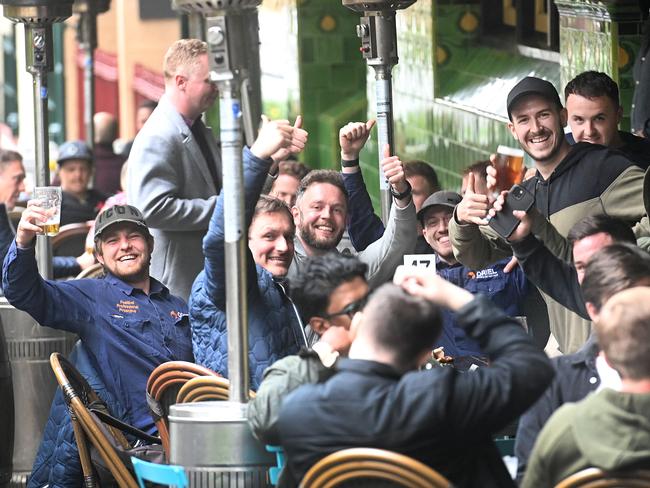 SYDNEY, AUSTRALIA - NewsWire Photos October 11 2021: Sydney-siders enjoy a drink at the Mercantile Hotel in The Rocks on Freedom Day as Covid restriction are eased in NSW.Picture: NCA NewsWire / Jeremy Piper