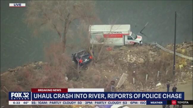 U Haul crashes into Little Calumet River 1 hospitalized