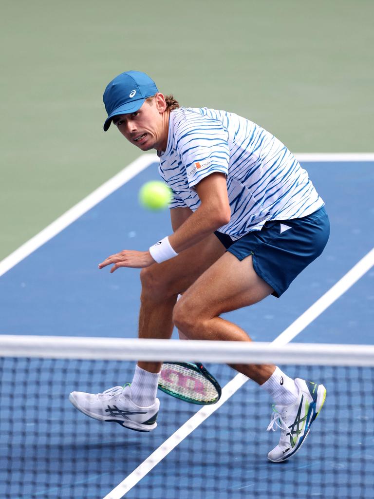 Alex de Minaur of Australia returns a shot against Otto Virtanen. Picture: Getty Images