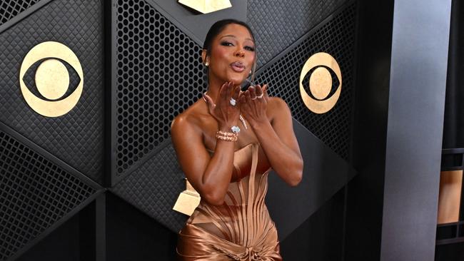 Victoria Monet wins best new artist at the 66th Annual Grammy Awards. Picture: Robyn Beck/AFP.