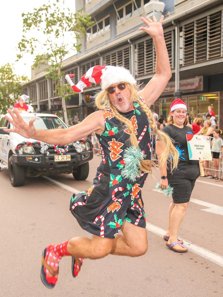 Rusty Rhubarb Smith in the annual Christmas Pageant and Parade down the Esplanade and Knuckey Streets. Picture: Glenn Campbell