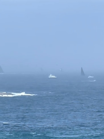 Boats sailed through fog and rain early on in the race. Picture: TikTok
