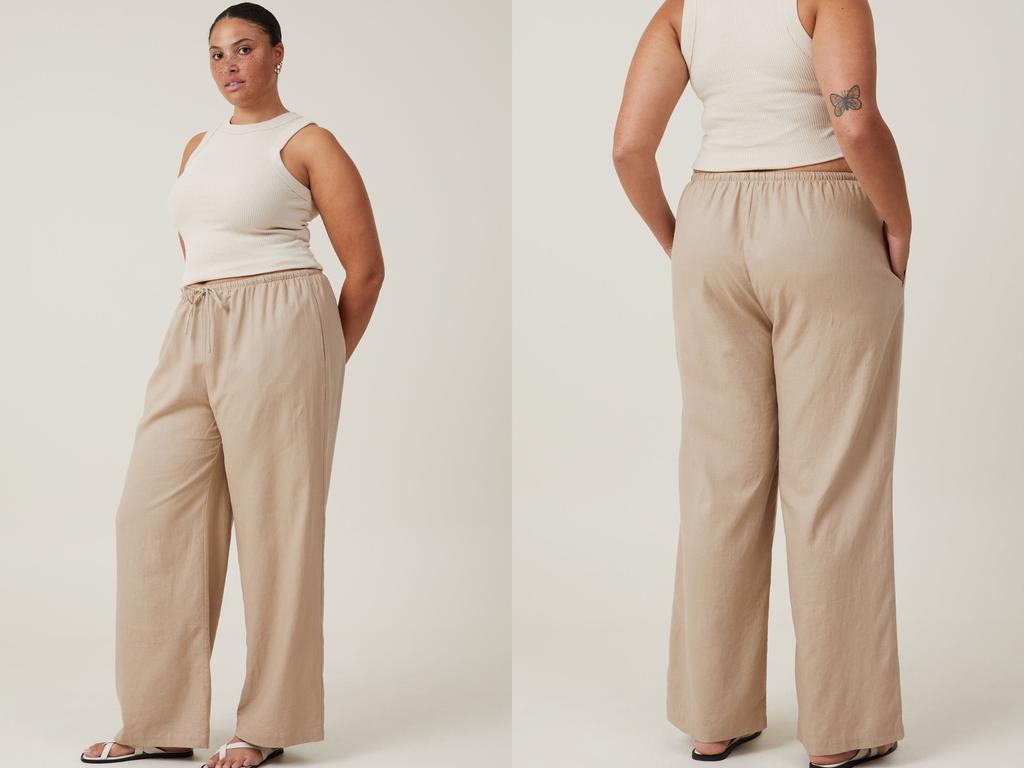 Wide Leg Cargo Capri Pants In Plus Size In Stretch Linen - Oxford