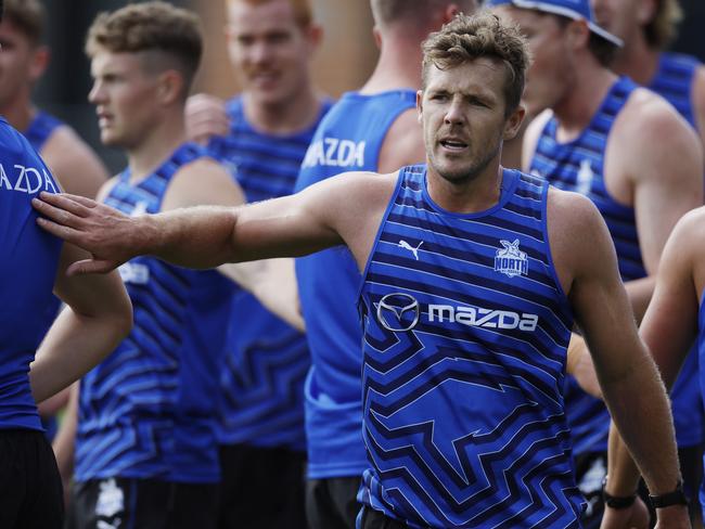 NCA. MELBOURNE, AUSTRALIA. 18th November 2024.  AFL.   North Melbourne footy training at Arden St.  Luke Parker during todays session   .  Picture: Michael Klein