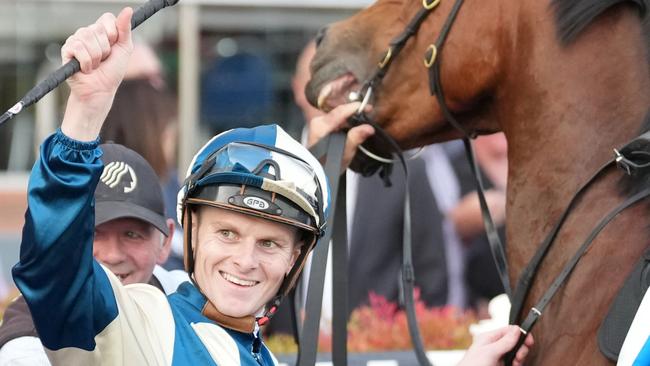 Jockey Ethan Brown is primed for a big Brisbane Winter Carnival after his treble at Caulfield last Saturday. Picture: Racing Photos via Getty Images.