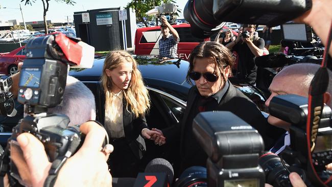 Johnny Depp and Amber Heard arrives at Southport Magistrates Court on April 18, 2016. Photo: Matt Roberts/Getty Images