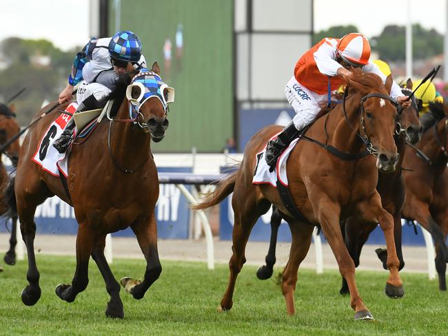 MELBOURNE, AUSTRALIA - NOVEMBER 08: Damien Oliver riding Vow and Declare wins Race 7, TCL TV Stakes  during Oaks Day at Flemington Racecourse on November 08, 2018 in Melbourne, Australia. (Photo by Vince Caligiuri/Getty Images)