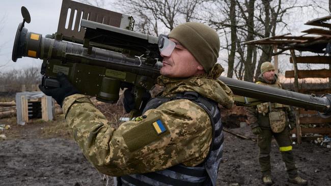 Ukrainian soldiers on standby with a US-made Stinger MANPAD in Bakhmut, Ukraine. Picture; Getty Images.