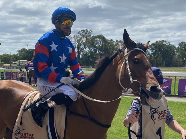 Chilly Boom with Ashley Butler parading before her course record breaking win. Picture: Tony McMahon .