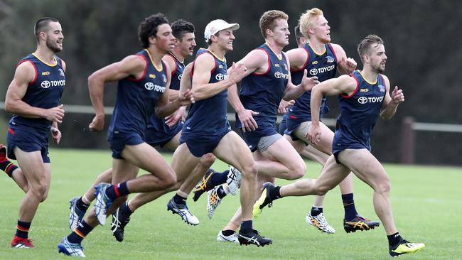 Crows 1-4 year players go through their paces. Picture: Sarah Reed