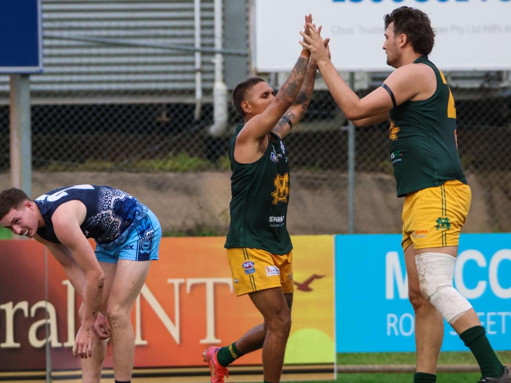 Brandyn Grenfell kicked seven goals against the Buffaloes in Round 9 of NTFL football. Picture: Celina Whan / AFLNT Media.