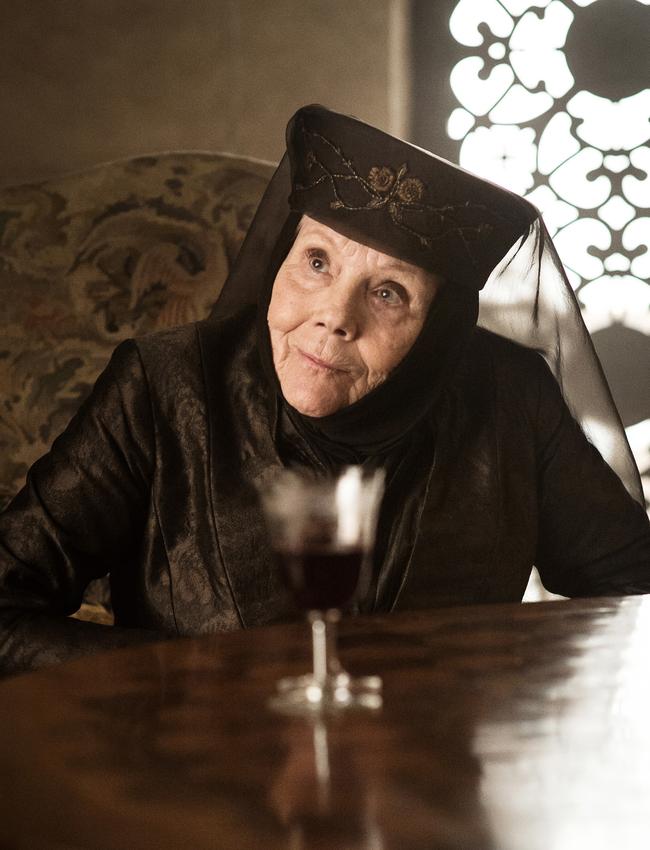 Diana Rigg as Oleanna Tyrell in a scene from Game Of Thrones. She was nominated for an Emmy for Outstanding Guest Actress in a drama series in 2017.