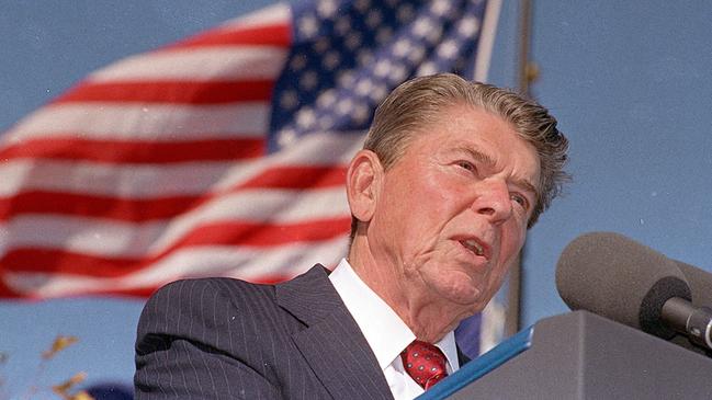 Ronald Reagan at the dedication ceremony for his presidential library in Simi Valley, November 1991.