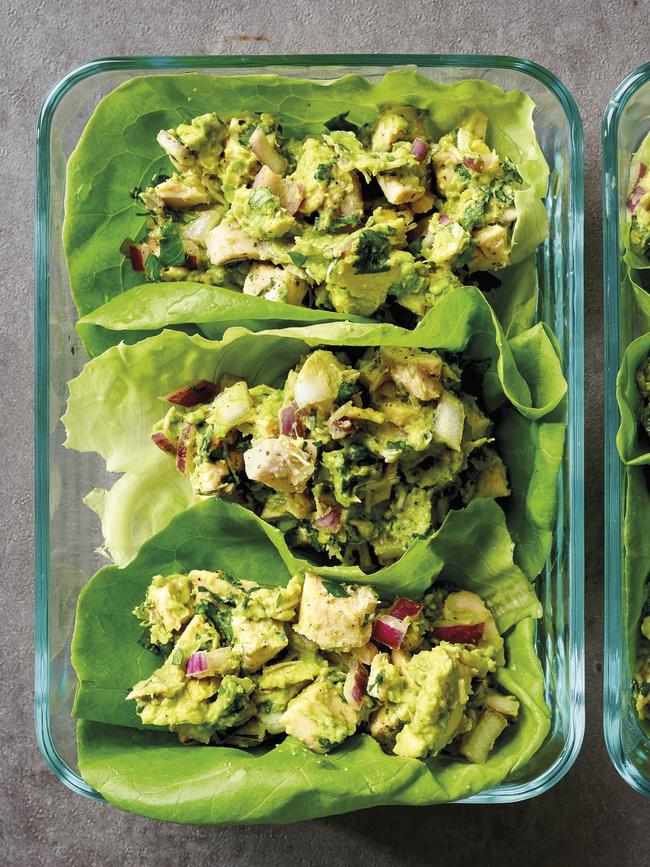 Chicken avocado lettuce cups.