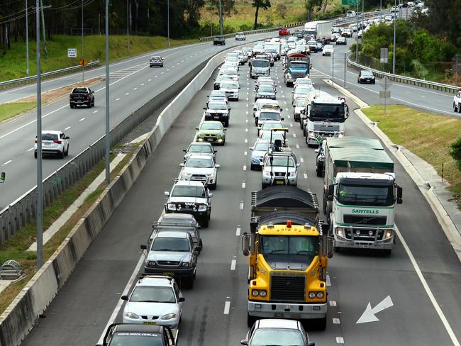 M1 traffic conditions on the Gold Coast, Prime Minister Malcolm Turnball has announced funding for sections of the road - View from Robina overpass where the lanes go from three to two Photo: David Clark