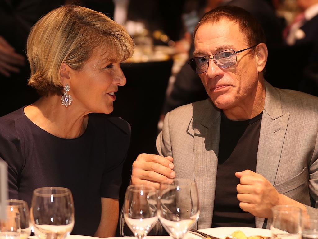 Van Damme last visited Australia in 2018 and mingled with likes of then-Minister for Foreign Affairs Julie Bishop. Picture: Mark Metcalfe/Getty Images