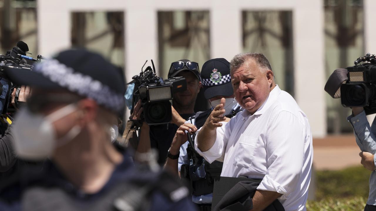 There is a significant police contingent. Picture: Brook Mitchell/Getty Images