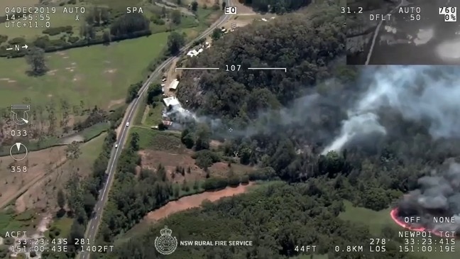 NSW RFS video shows homes under threat from Three mile fire at Wisemans Ferry