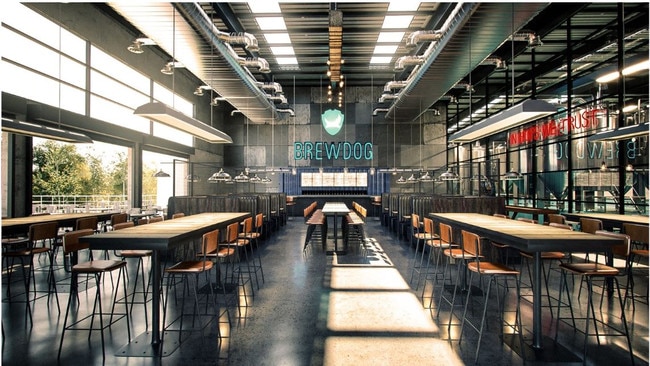 An artist's impression of the interior of the BrewDog brewery which will open to the public with a tap bar and restaurant.