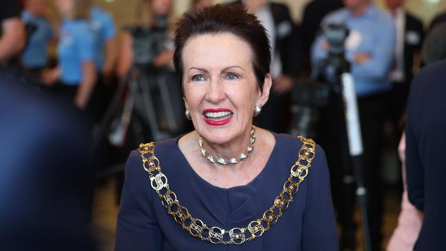 Lord Mayor Clover Moore on Tuesday, when she presented the Sydney FC women’s squad with the keys to the city. Picture: Rohan Kelly