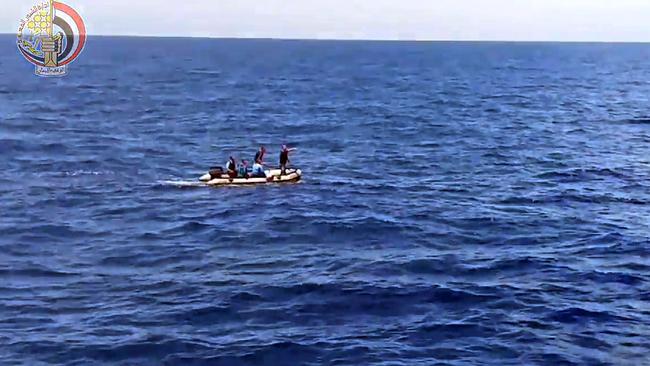 Image from the official Facebook page of the Egyptian Military showing search teams looking for debris in the Mediterranean Sea. Picture: AFP/Egyptian Military Facebook page.