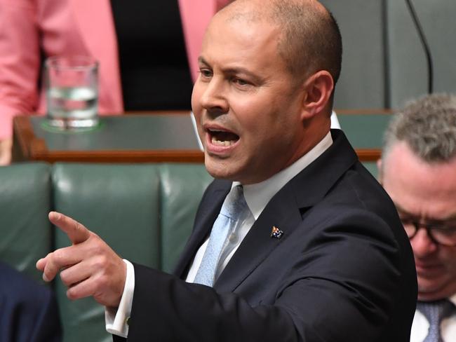 Treasurer Josh Frydenberg speaks at the Despatch Box during Question Time in the House of Representatives, at Parliament House, in Canberra, Wednesday, 3 April 2019 (AAP Image/Sam Mooy) NO ARCHIVING