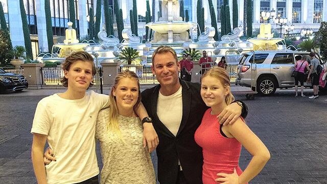 Shane Warne with his children Jackson, Brooke and Summer. Picture: Instagram