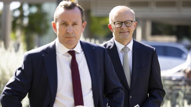 WA Premier Mark McGowan and Anthony Albanese during the election campaign. Picture: Getty Images