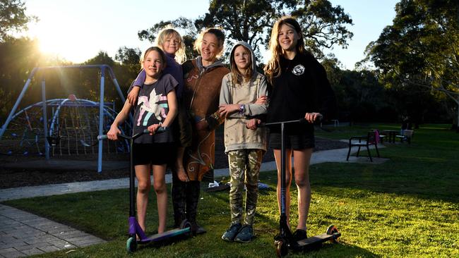 Liadhan Bell with her kids Esther Danny Hannah and Miriam at Keith Stephenson Park in Mt Barker. Picture: Tricia Watkinson