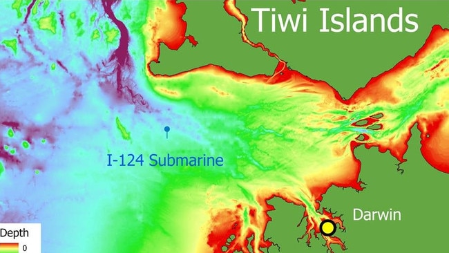 The location of the I-124 submarine, now a war grave. Picture: Supplied