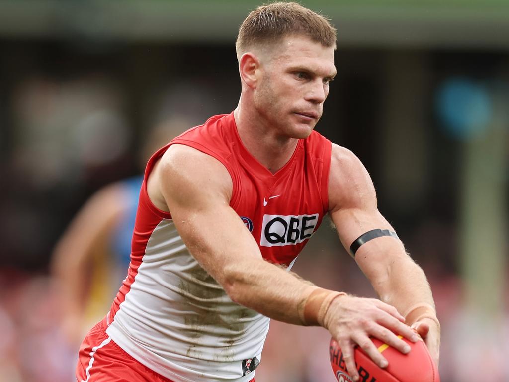 Two games into his Sydney career and Taylor Adams has hit the ground running. Picture: Matt King/AFL Photos/via Getty Images