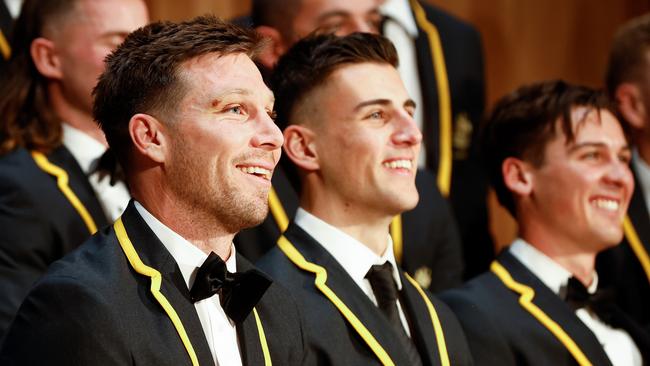 Toby Greene, Nick Daicos and Connor Rozee. Picture: Daniel Pockett/AFL Photos via Getty Images.