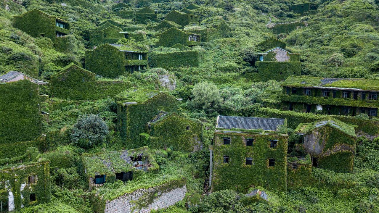 An abandoned village on Shengshan island, Zhejiang province, is overgrown with vegetation. There are apparently enough empty properties in China to house more than 90 million people. Picture: AFP photo/Johannes Eisele