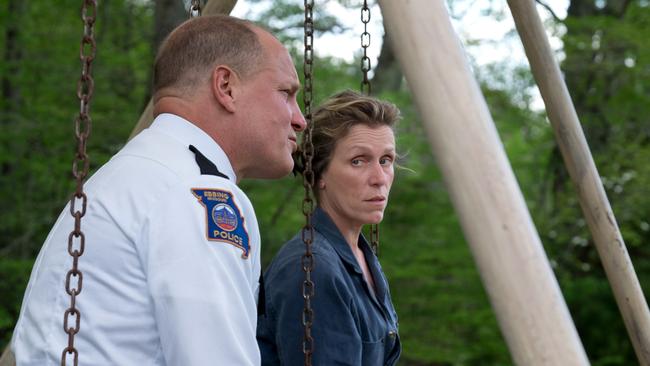 Frances McDormand and Woody Harrelson in Three Billboards Outside Ebbing, Missouri.