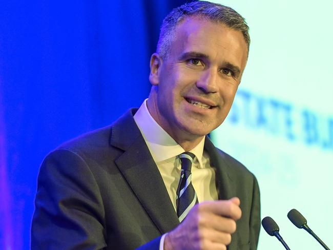 ADELAIDE, AUSTRALIA - NewsWire Photos - JUNE 06, 2024:  South Australia budget day. Premier Peter Malinauskas addresses the journalist at the Convention centre.Picture: NewsWire / Roy VanDerVegt