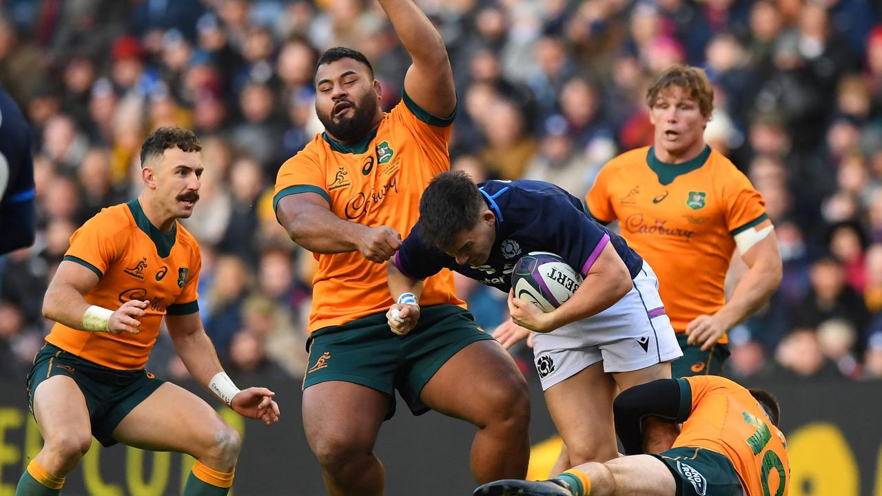 Taniela Tupou (C) is expected to be named in the Wallabies’ side to take on Wales in their final Test of the year. Photo: AFP