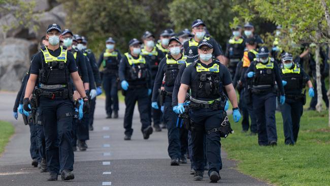 Police swoop on All Nations Park. Picture: Tony Gough