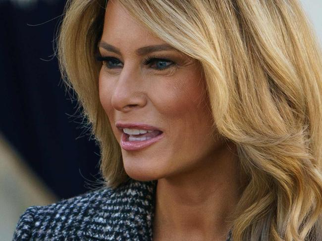 US President Donald Trump speaks after pardoning Thanksgiving turkey "Corn" as First Lady Melania Trump watches in the Rose Garden of the White House in Washington, DC on November 24, 2020. (Photo by MANDEL NGAN / AFP)