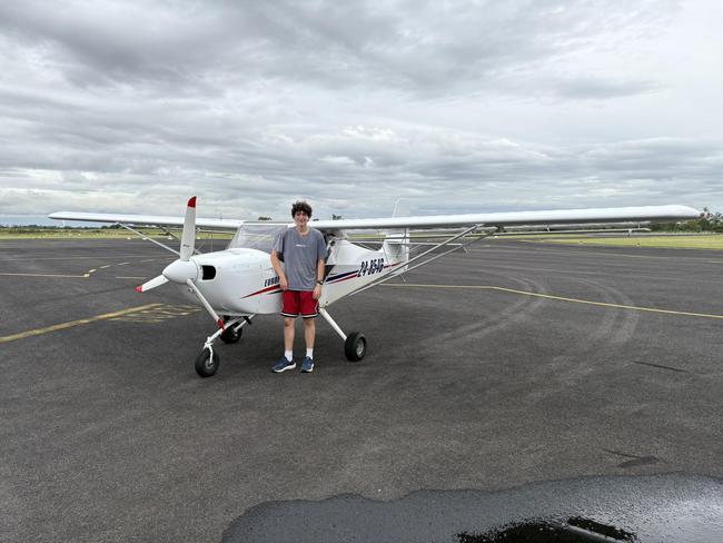 Roy after completing his first solo flight.