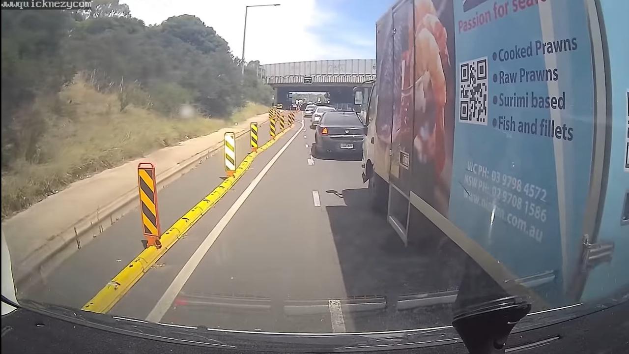 The truck is seen attempting to merge. Picture: Facebook.