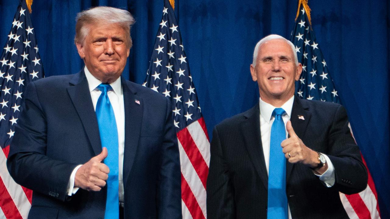 President Donald Trump and Vice President Mike Pence before the President became sick. Picture: Logan Cyrus/AFP